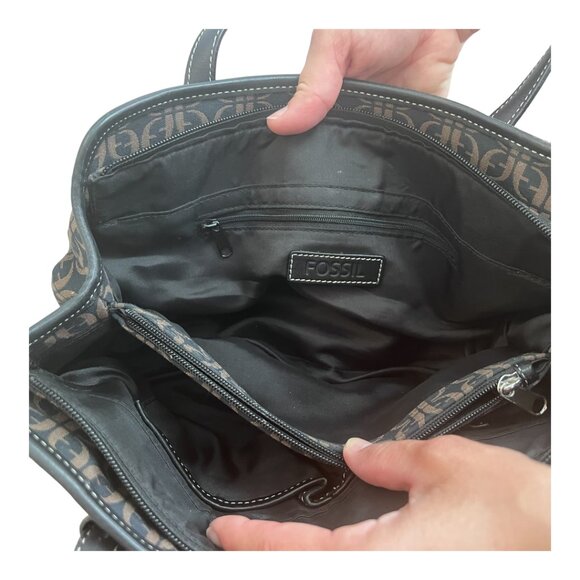 Fossil Monogram Fabric & Leather Shoulder Bag - Picture 5 of 7